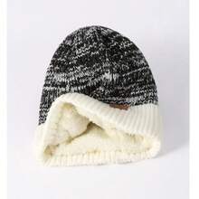 1Pc/3Pcs/Set Fleece Lined Knit Hat Ear Flap Color Block Couple Main Storage Gift Bag Accessory Christmas Birthday Warm Cozy. - Multicolor - View 10
