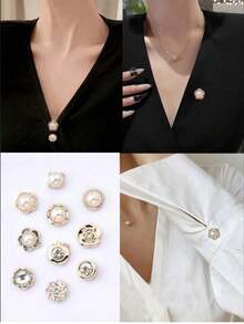 10pcs/Set Non-Slip Buttons, No Sewing Required, Adjustable Waist Belts, Pearl Brooch, Suitable For Clothing, Dresses