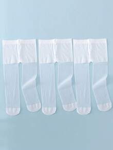 3条装女婴简约白色防蚊薄款透气防静电柔软舒适连裤袜，适合日常穿着