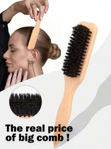 1 Piece Pointed-Tail Beard Brush, Unisex Hair Brush, Men's Vintage Pompadour Styling Brush, Fragrance-Free Professional Hair Styling Brush & Comb, Smooth Slick-Back Brush, Gradient Styling & Clipper Cleaning Comb, Slick-Back Smoothing Tool, Suitable For Thick/Thin Hair, Ideal For Use In Bathroom, Bedroom, Scalp Massage, Back To School, Travel Vacation And Daily Life, Also A Perfect Holiday Gift For Family And Friends - Multicolor - View 1