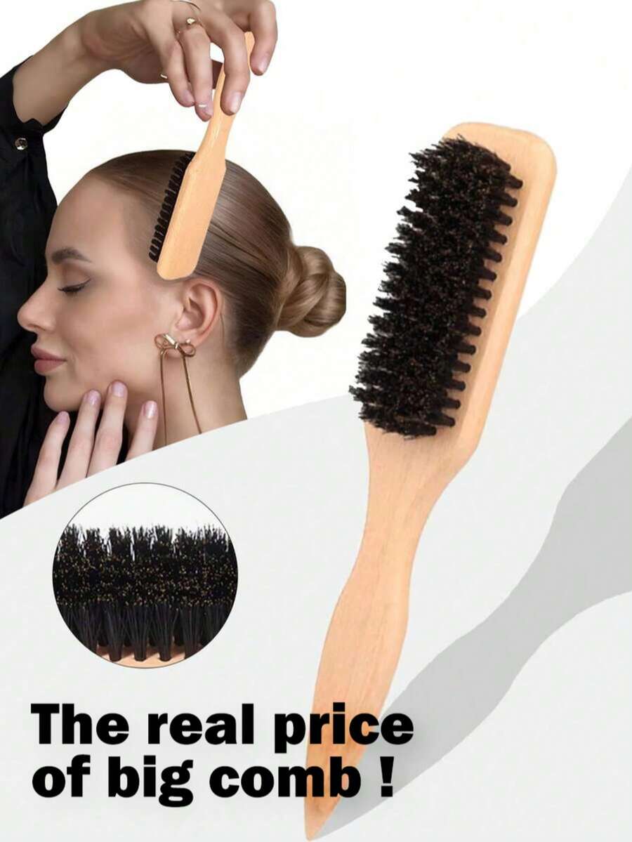 1 Piece Pointed-Tail Beard Brush, Unisex Hair Brush, Men's Vintage Pompadour Styling Brush, Fragrance-Free Professional Hair Styling Brush & Comb, Smooth Slick-Back Brush, Gradient Styling & Clipper Cleaning Comb, Slick-Back Smoothing Tool, Suitable For Thick/Thin Hair, Ideal For Use In Bathroom, Bedroom, Scalp Massage, Back To School, Travel Vacation And Daily Life, Also A Perfect Holiday Gift For Family And Friends - Multicolor - View 1