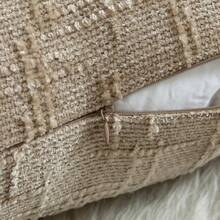 1pc Solid Color Soft Chenille Decorative Lumbar Pillow Cover, Plush Comfortable Luxury Pillow Sham Suitable For Sofa, Bedroom Decor - Camel - View 5