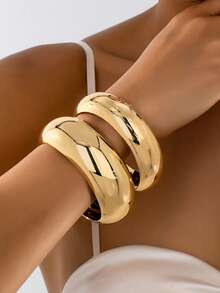 Women's Fashion Simple Pattern Exaggerated Bracelet Set (No Gift Box)