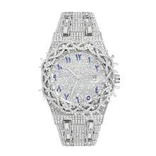 1pc Men's Quartz Watch, New Fully Diamond-Encrusted Strap, Iced-Out Hip Hop Large Dial Design, Personalized Mesh Inlaid Zirconia Dial, Party Watch, Gift For Men - 均碼 - 查看 13