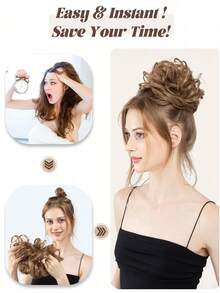 Loose Messy Bun Wig, Natural Curly Hair Wig, Suitable For Daily Wear - Multicolor - View 7