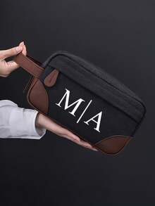 Customized Toiletry Bag For Husband, Father Or Son - Men's Large Capacity PU Leather Travel Toiletry Storage Bag; Customizable Name, Suitable For Birthday, Father's Day, Anniversary, Wedding And Groomsmen Gifts; Ideal Gift For Him, Thoughtful Present, Travel Essential. - Multicolor - View 5