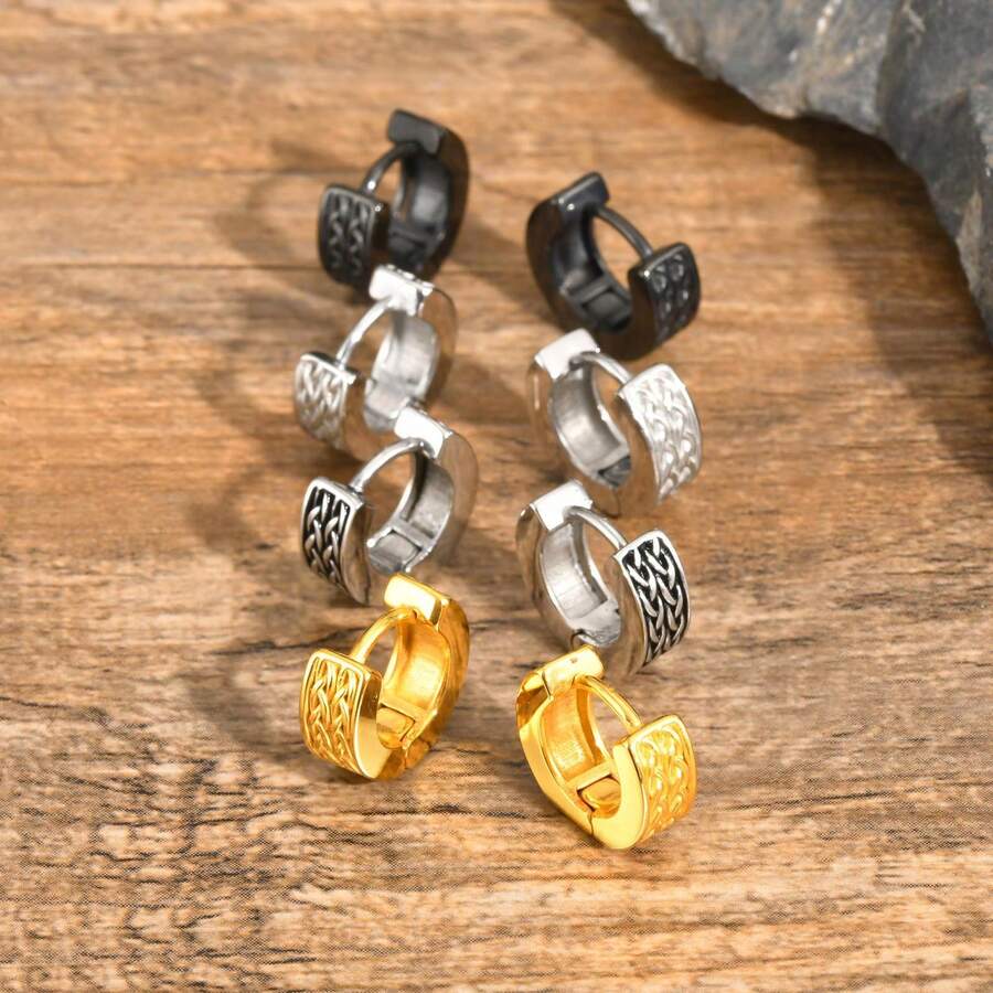 Pendientes de aro de acero inoxidable - Color acero (individual) - Ver 1