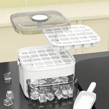 LAISONWARE 1 pieza Molde de cubitos de hielo de doble capa grueso con cucharón, apto para refrigerador y congelador | Molde de hielo de cocina duradero, apto para mini refrigerador/enfriador - Multicolor - Ver 6