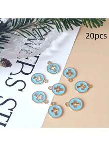 20pcs Fashionable Hollow Out Oil Drip Cross Shaped Zinc Alloy DIY Jewelry Pendant For Earrings, Bracelets, And Necklaces
