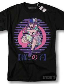 Oshi No Ko Ai Hoshino Shirt Girl Call Of The Night Anime Manga Graphic T-Shirt - 黑色 - 查看 1