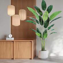 Planta artificial de ave del paraíso, palmera tropical falsa de 2,1 m con hojas en maceta, perfecta para decoración moderna de hogar, interior y exterior, oficina. - Verde - Ver 3