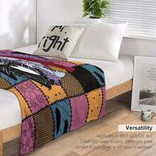 Disney  280GSM Flannel Throw Blanket - Jack Skellington & Sally Design, Ultra-Soft Durable All-Season Decorative Bedding, Multi-Functional Easy-Care For Home Decor, Cozy Comfort, Whimsical Design, Vibrant Print - 風格 - 查看 4