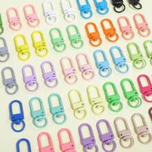 30/50pcs Colorful Zinc Alloy Small Buckle Keychain, DIY Spray Paint Keychain, U-Shaped Spring Clasp Metal Hanging Buckle Jewelry Accessories - Multicolor - View 8