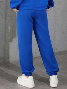 Customized Women's Sweatpants - Customized Thick Fleece Pants, Can Add Your Photos, Can Customize Two Print Locations, Customized Sweatpants, Customized Autumn/Winter Sweatpants, Design Your Own Personalized Sweatpants, As A Gift For Girlfriend, Family, Yourself, Anniversary, Holiday, Etc. Customized Gift, Customized Pants, Customized Pattern Pants, Women's Pants - Blue - View 3