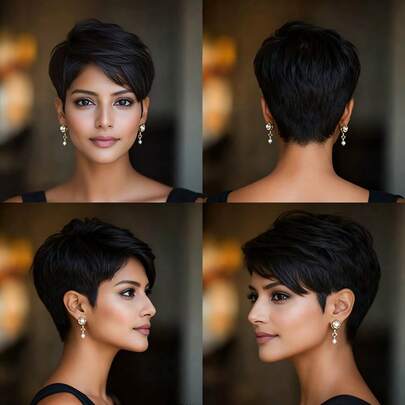 巴西 Remy 真人发假发，自然黑色，150% 密度，直发，配玫瑰网帽，男女通用，适合所有浅米色调，休闲装扮，万圣节、圣诞派对、节日等场合 - 真 Remy 发（无需胶水/临时佩戴）