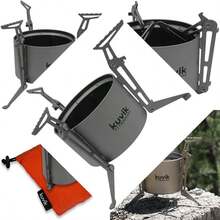 Titanium Siphon Alcohol Stove with Folding Legs, Ultralight and Compact for Hikers, Camping and Survival - Titanio - Ver 1