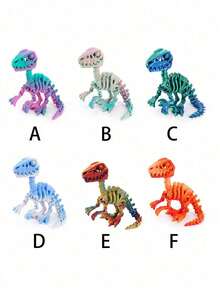 1pc 3D Printed Velociraptor Mini Dinosaur Series, Movable Joints Funny Toy, Room Decor Figurine, Men's Gift Skeleton Realistic Model - Multicolor - View 2