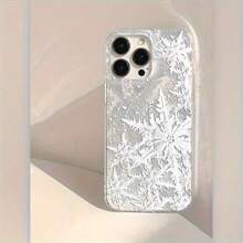 Snowflake: Funda de media protección con lente de plumas, compatible con for  11,12,13,14,15,16,17,PRO,PROMAX,PLUS,AIR,16E,17AIR,X,XS,XR,XSMAX,S24,23,25,22,21 - transparente - Ver 2