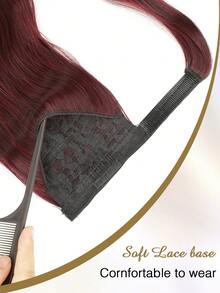 nimoki 18 Inch Heat Resistant Wavy Synthetic Fiber Ponytail Hair Extensions, For Everyday Wear (Wine Red) - Burgundy - View 6