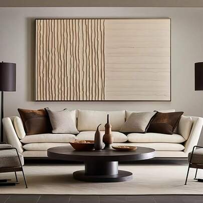 One Piece Of Abstract Artwork In Beige And Brown, Featuring A Modern Boho Style. Canvas Painting Serves As Home Decor For Your Walls ,No Frame