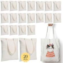 CZ 20PCS Bolsas Tote Bag manta 40 * 35 cm Bolsas de Compras Reutilizables Bolsas de Manta con Asa Bolsas Tote Bag para pintar Bolsas de Lona para el Trabajo Viajes Compras Durable y Ligeras 8764 - como en la foto - Ver 1
