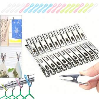 BKFUN 40/60/80 st/set kraftiga klädnypor i rostfritt stål med vindtäta silikonlås, halkfria metallnypor för tvätt, underkläder och strumpor | slitstarka rostbeständiga utomhus-/inomhusbruk med starka grepphängare | moderna tvätttillbehör