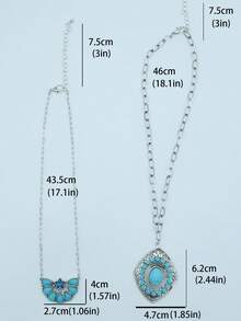 1件西部牛仔风格绿松石几何不对称夸张吊坠项链 - 項鍊 - 查看 4