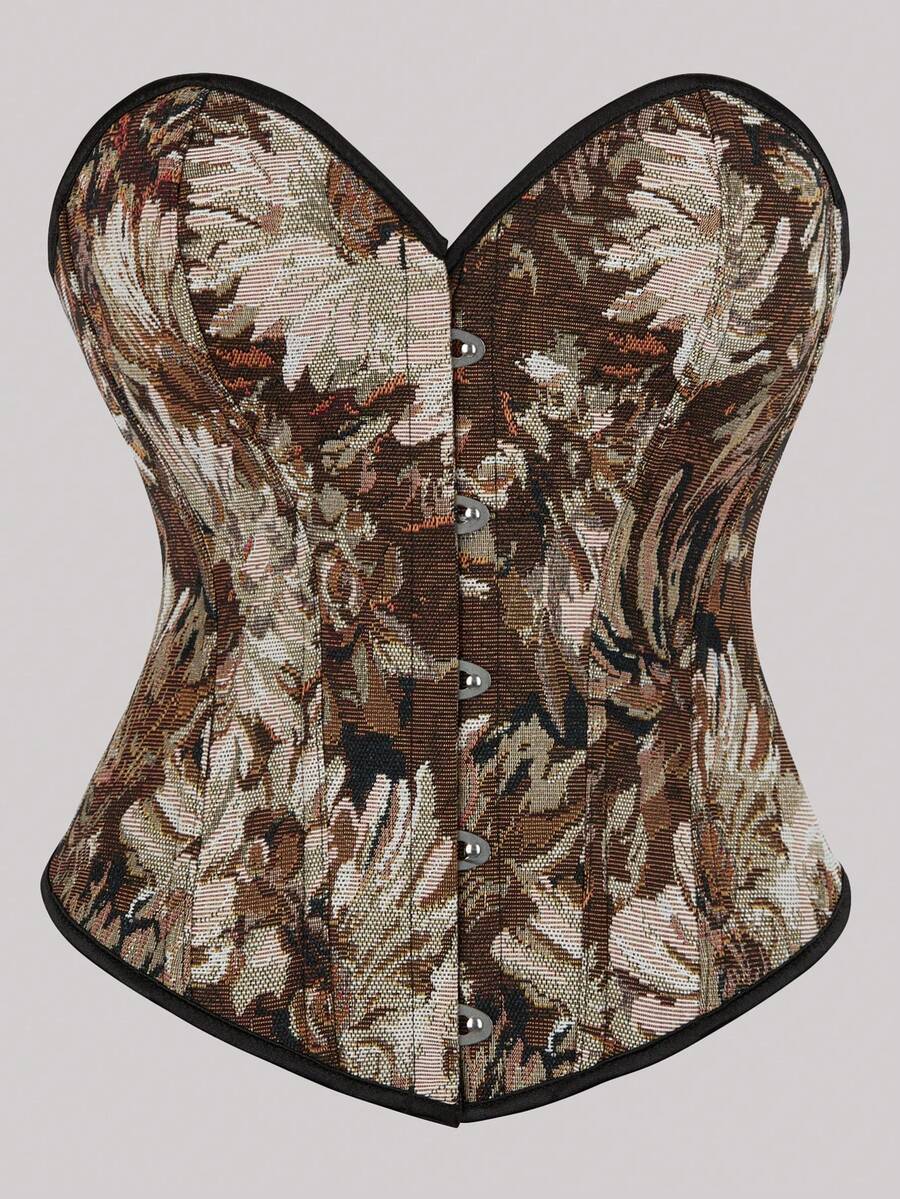 2026 Neuer eleganter Jacquard-Bandeau-Top, geeignet für Frühlings-/Sommeroutfits - Braun - Übersicht 1
