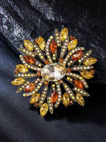 波西米亚嘻哈胸针 - 闪亮的绿色水晶玻璃花卉胸针，复古风格花朵吊坠，适合日常佩戴和送礼场合 - 适合所有季节的时尚百搭配饰 - 綠色 - 查看 7