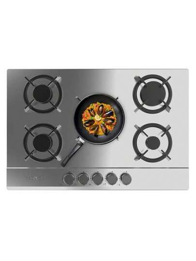 Cecotec Plaque de cuisson à gaz Bolero -SQUAD- G 5200S Inox avec 5 brûleurs, finition en acier inoxydable et grilles individuelles en fonte pour une durabilité exceptionnelle. Profitez d'une puissance maximale de 11 kW, y compris un brûleur Wok de 3,5 kW pour des saveurs intenses et une cuisson rapide.  assurée avec système de coupure de gaz automatique en cas d'extinction de la flamme. Allumage électronique intégré pour une utilisation simple et rapide. Adaptable au gaz de ville ou au GPL pour une flexibilité maximale.