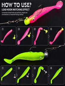 12-Pack TACKLEPIONEER T-Tail Soft Bait Lures | Two-Color Realistic PVC Lures - Slow Sinking And Bite-Resistant Design, Multiple Realistic Colors, Suitable For Bass, Rainbow Trout, Pike, Perch, And Sea Bass - Good Casting Performance, PVC Material, Suitable For Both Freshwater And Saltwater Fishing.