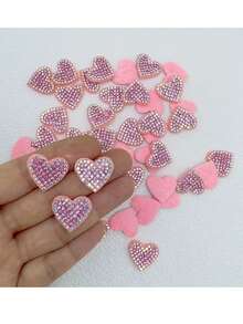 5/10颗红色心形水钻，DIY发饰、手机壳、服装装饰、毛毡工艺贴纸，适用于房间装饰、婚礼、生日、情人节（不含胶水） - 彩色 - 查看 2