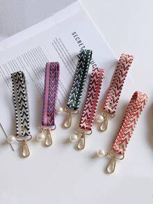 1条短款腕带，高端精致编织复古花卉图案挂链，个性化创意男女通用钥匙扣，结实耐用的手机挂绳，防丢防摔手机壳挂绳，兼容安卓及大多数智能手机，送给母亲、家人、朋友、孩子、生日、节日的礼物 - 彩色 - 查看 1