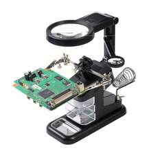 Estación de soldadura con lupa y luz LED de 3X/4,5X/25X, soporte para lupa con pinza auxiliar y pinzas de cocodrilo. - Negro - Ver 6