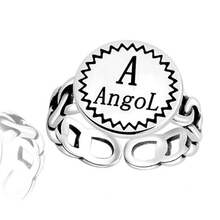 Anillo abierto de letra de cadena de joyería-hop de moda de plata tailandesa retro vintage coreana - Z - Ver 6