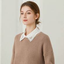 Elegant Women's Detachable Chiffon Hollow Embroidered Fake Collar - Multifunctional Half-Shirt Style Sweatshirt Dress Sweatshirt Blouse Collar, Machine Washable Polyester, Fashionable And Unique - White Fan-shaped Lace Collar - View 12