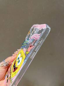 SpongeBob SquarePants 1pc Transparent Space Case Cartoon SpongeBob Jellyfish Pattern Shockproof Phone Case Cover Compatible With Samsung/Apple 17/16/15/14/13/12/11 Pro Max/12 Pro/14 Plus Etc. - Multicolor - View 3