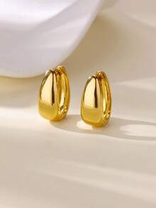 1 Pasang Anting Lingkaran Bentuk Tetesan Air Tembaga - E5869G - View 2