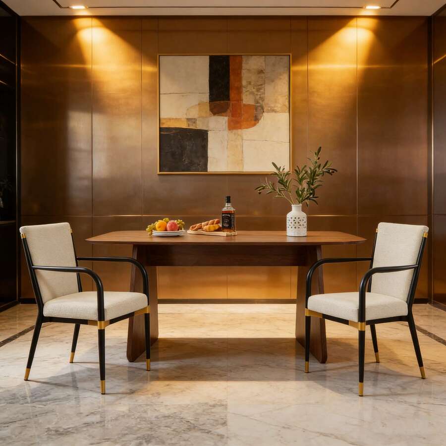 Dining Chairs - Beige + Fabric-4 - View 1