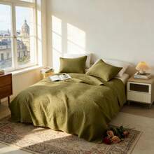 Winter Bed Quilt Set, King Size Quilt Bedding Set, Lightweight Microfiber Soft Bedspread,Modern Style Geometric Pattern Coverlet Set For All Seasons,3 Piece(1 Quilt,2 Pillow Shams) - Army Green - View 2