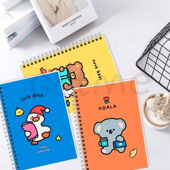 GDTME Mini Notebook, Motivational Animal Pattern Children's Wooden Pencil Set With Eraser, Suitable As Party Favor Bag Filler, School, Office, Home Travel Gift Supplies