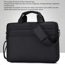 Vattentät 15,6-tums laptopväska | Vadderad och stötsäker väska för universitet och företag | Tjock skyddande laptopväska för resan - Svart - Visa 5