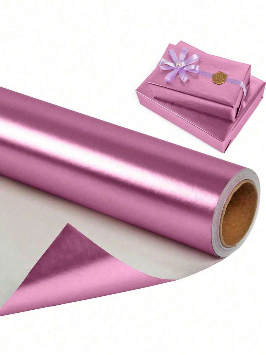 Giấy gói quà mờ ánh kim, giấy gói quà màu trơn, thích hợp cho đám cưới, Ngày Valentine, sinh nhật, tự làm bó hoa và các dịp khác, giấy gói quà ánh kim, giấy trang trí tự làm, họa tiết màu trơn, giấy gói mờ (màu hồng) cho Ngày Valentine. - Hồng - Xem 1