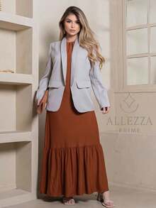 Max Blazer Tailored Luxury Casual Basic Social Sport Elegant Slim Fit Fitted New Release Simple Fabric Faux Pockets Blazer Evening Holiday Wedding Office Daily Birthday Party Formal And Evening Travel Stage And Concert Airport Wear All - 淺灰色 - 查看 5