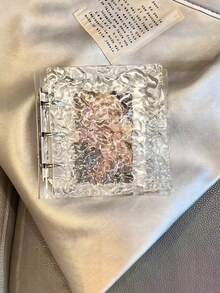 1pc 40-Pocket Mini Photo Album, Cartoon Photo Card Album Collection, A8 DIY Acrylic Ring Binder, Wavy Texture, Crystal Cover, Suitable For Instax Mini Film/Photos, 3-Ring Single Pocket Binding, Gold Clips, Transparent Dividers, Budget Planner, Backpack Album - Multicolor - View 6