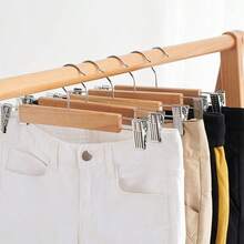 9pcs Wooden Pants Clips Multifunctional Clips Wooden Clothes Hanger - Yellow 3 - View 2