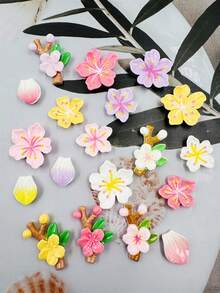 19片彩色彩绘花瓣和枝条，精美迷人，用途广泛，可DIY拆卸鞋夹，适用于木鞋和凉鞋，经久耐用，设计可爱富有想象力，是女孩派对礼物和创意礼物的绝佳选择。 - 彩色 - 查看 4