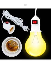 Flexible Electrical Extension Cord With Socket, Switch, Lamp Holder For Light Bulb, Polarized Plug, 10 Meters - White - View 7