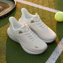 Men's Slip-On Walking Shoes - Hands-Free Running Tennis Sneakers With Cushioning, Non-Slip Gym Workout Athletic Shoes For All-Day Comfort & Style - 白色 - 查看 2