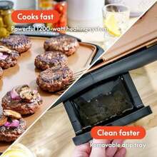 BELLA - Plancha de cerámica de cobre TI, revestimiento antiadherente Healthy- para limpieza sin complicaciones, gran superficie de cocción sumergible, 10 x 16 pulgadas, cobre/negro(Cobre 10 x 20") - Multicolor - Ver 9